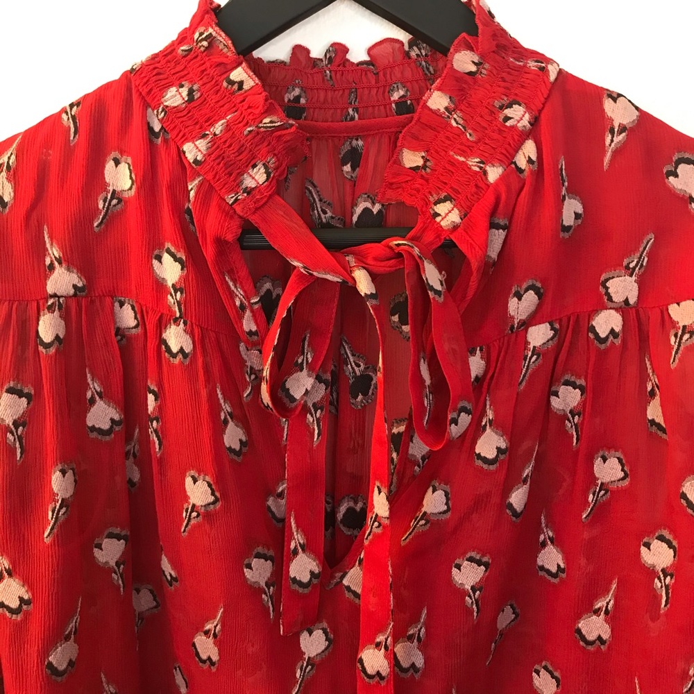 BASH Paris Red Sheer Blouse